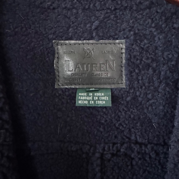 Vintage Ralp Lauren Blue Shearling Jacket Coat XL Genuine - Picture 10 of 12